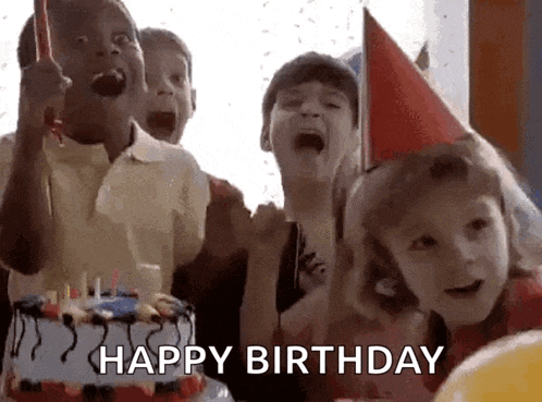a group of children are celebrating a birthday with a birthday cake .
