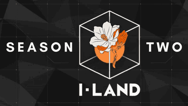a logo for season two i-land with a flower in a cube