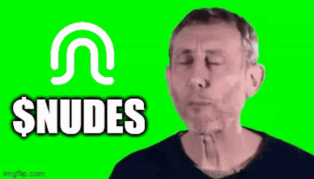 a man is singing in front of a green screen with the words $ nudes on it