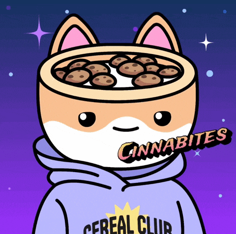 a cartoon of a cat wearing a cereal club sweatshirt