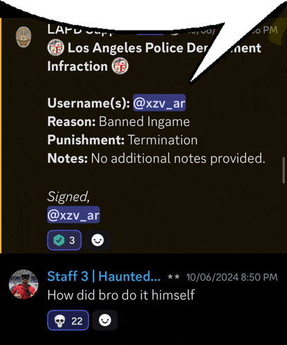 a screenshot of a los angeles police department conversation