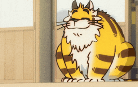 a cartoon drawing of a yellow and brown cat with a beard