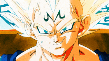 a close up of a cartoon character with the letter m on his face