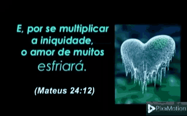 a picture of a heart with ice on it and a quote from mateus