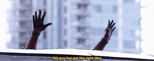 a person 's hands are sticking out of a car window with a quote that says `` this guy has got the right idea '' .
