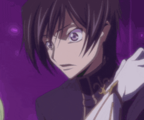 a close up of a person with a purple background and a purple glow