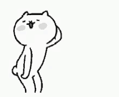 a black and white drawing of a cartoon cat standing on its hind legs .