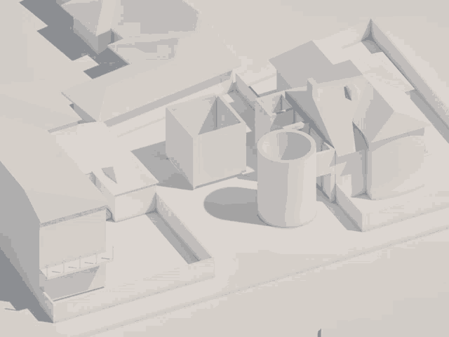 an aerial view of a residential area with a few buildings