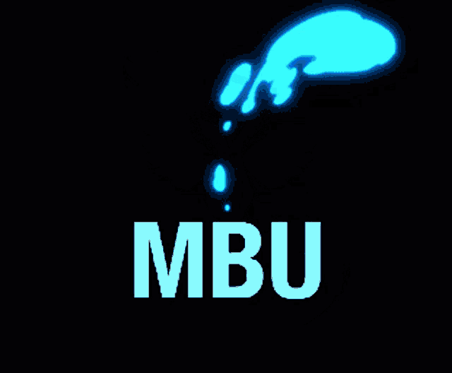 a logo for a company called mbu with a blue bird on a black background