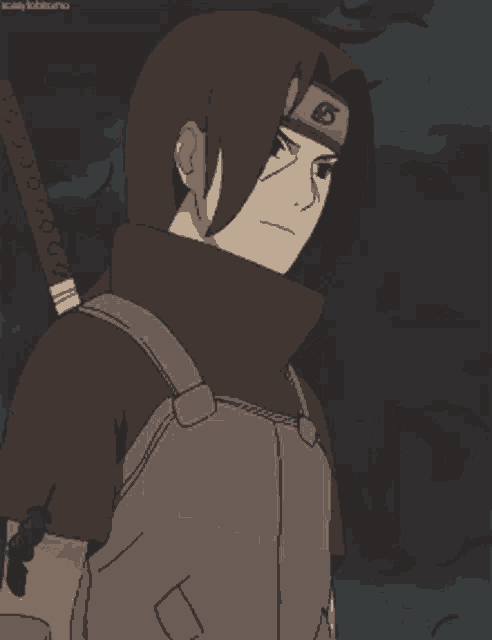 a black and white drawing of a man with a hood and a sword