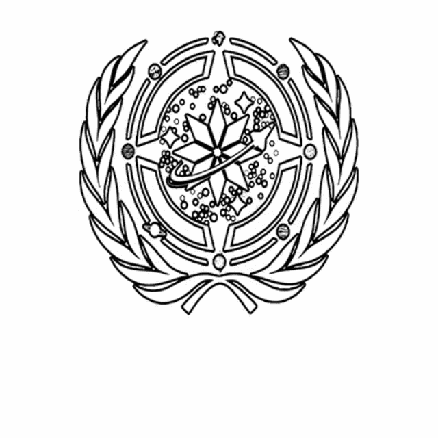 a black and white drawing of a wreath with a flower in the center