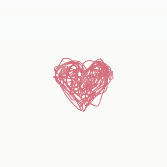 a drawing of a heart made of yarn on a white background