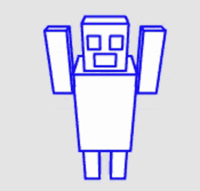 a blue line drawing of a minecraft character with arms and legs