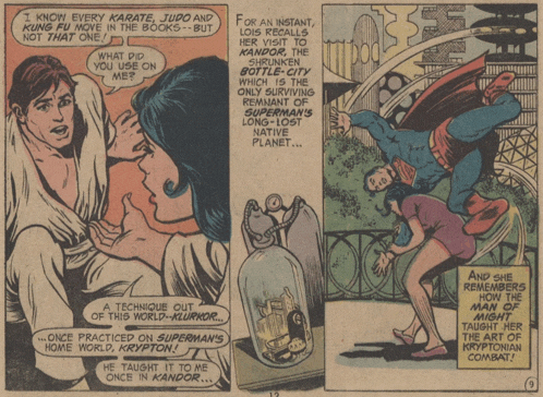 a comic book page shows superman and wonder woman