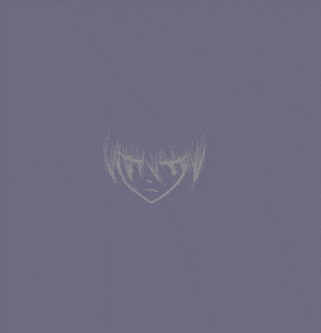 a purple background with a drawing of a face