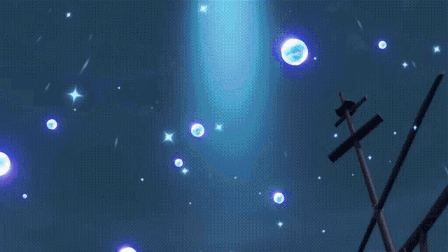 a blue background with bubbles and a cross