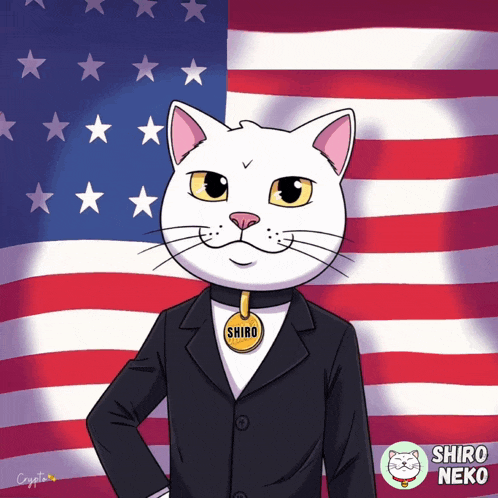 a cat in a tuxedo with shiro written on his collar