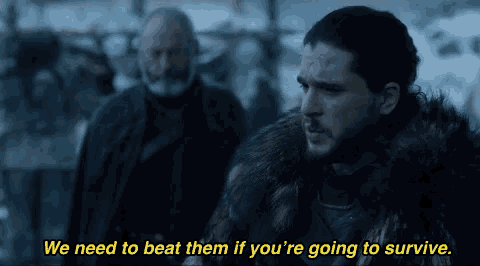a man in a fur coat says we need to beat them if you re going to survive