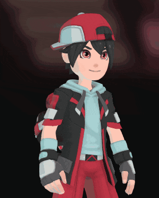 a cartoon character is wearing a red hat and a black jacket