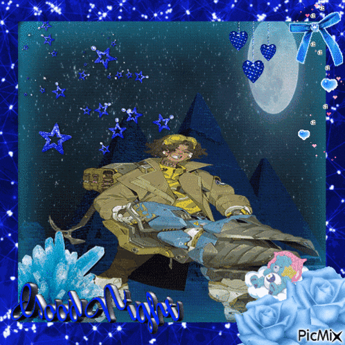 a picture of a man and the words good night