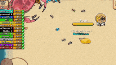 a screenshot of a video game shows a crab and ants and says " full " at the top