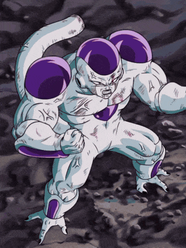 a cartoon drawing of a purple and white character