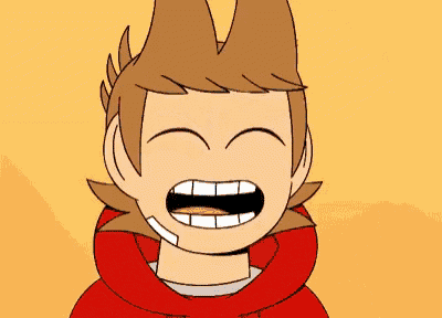 a close up of a cartoon character with his mouth open and a red hoodie .