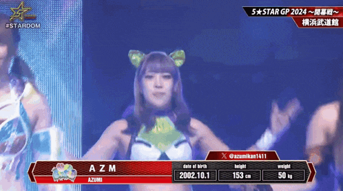 azmi is a female wrestler with a height of 153 cm and weight of 50 kg
