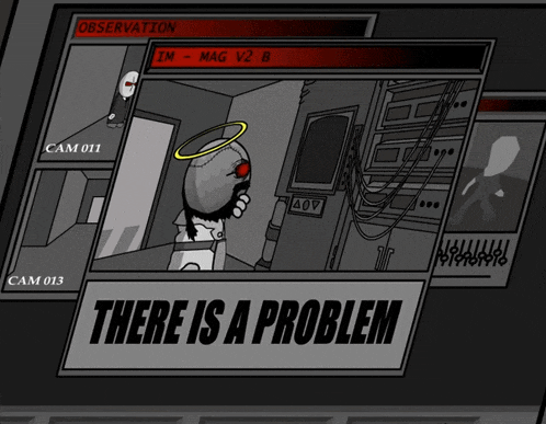 a computer screen shows a video of a man with a halo and the words there is a problem