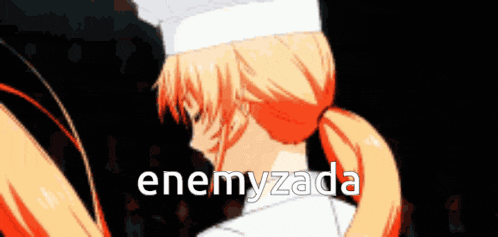 a woman in a chef 's hat with the words enemyzada written on the bottom