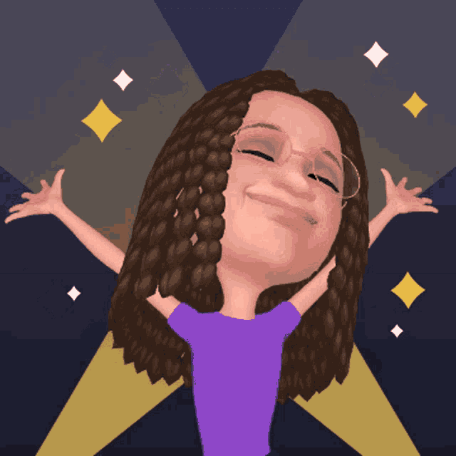 a cartoon of a woman with braids and glasses