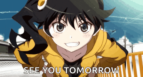 a picture of a girl with the words see you tomorrow below her