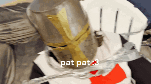 a person in a knight costume with pat pat 3 on the bottom right