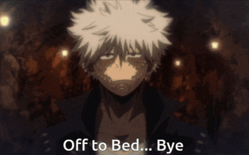 a cartoon of a man with the words off to bed bye