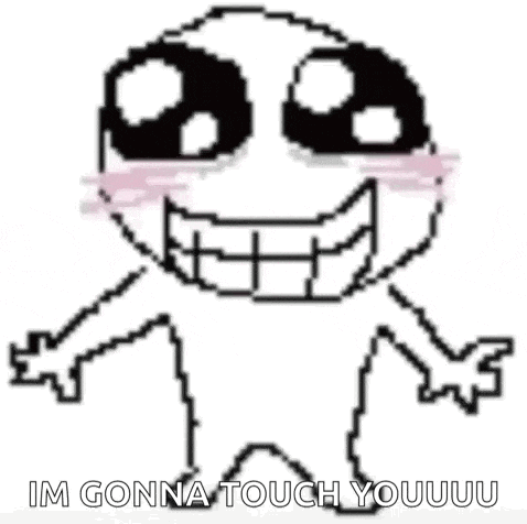 a pixel art drawing of a cartoon character with big eyes and braces .