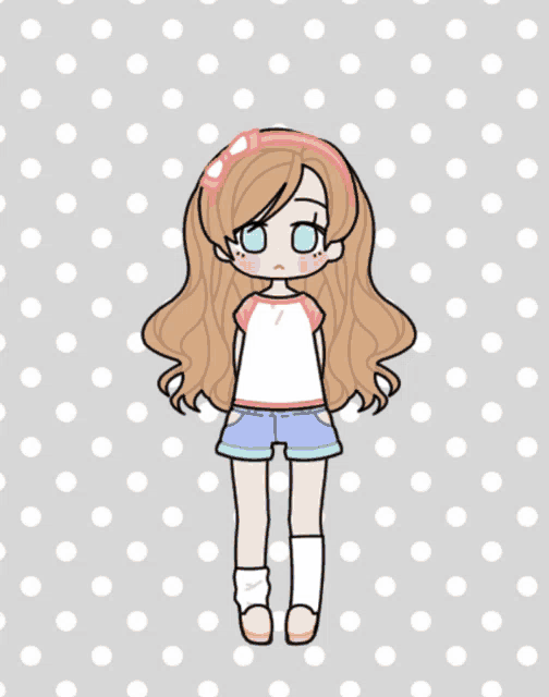 a drawing of a girl wearing a headband and shorts