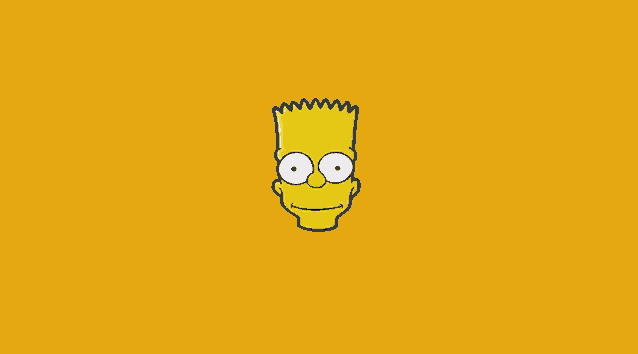 bart simpson 's face on a yellow background with big eyes