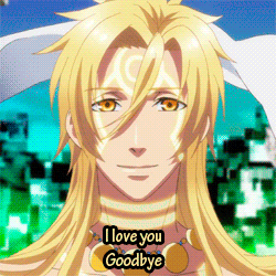 a man with long blonde hair and a necklace that says i love you goodbye
