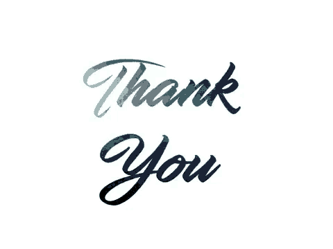 the word thank you is written in a handwritten font on a white background .