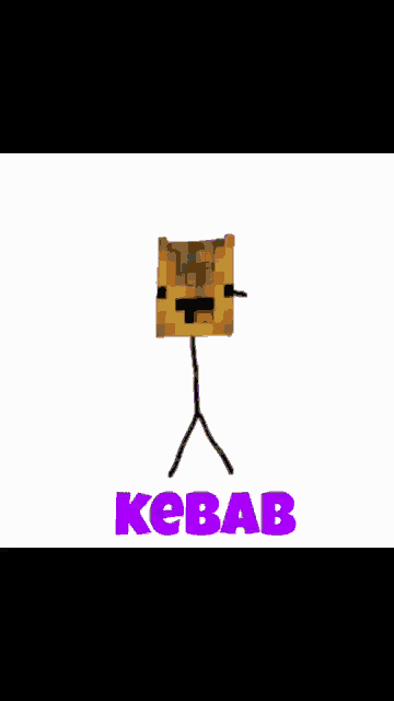 a stick figure with a kebab on its head and the word kebab below it