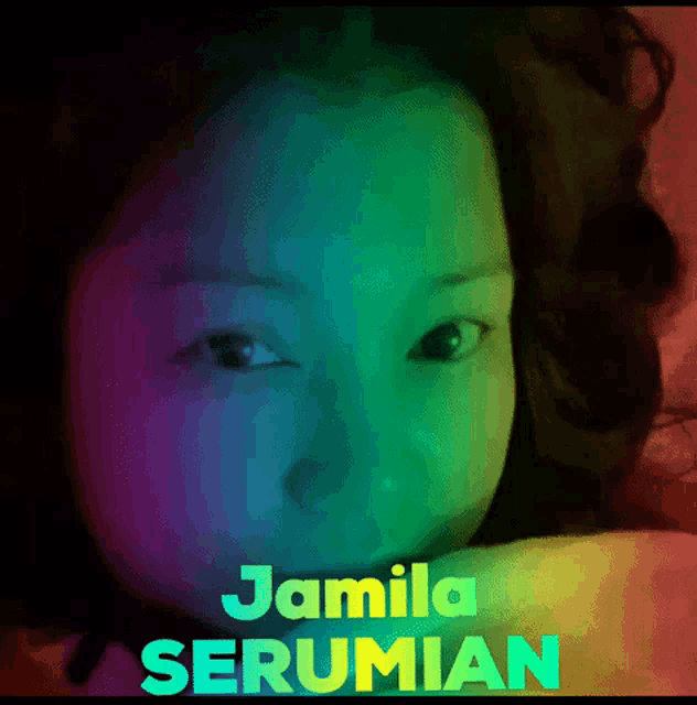 a colorful picture of a woman with the name jamila serumian on it