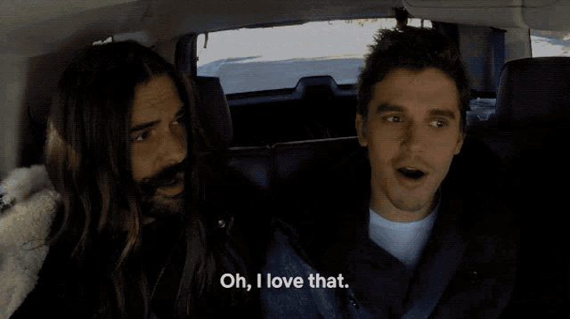 a man with long hair and a beard says " oh i love that "