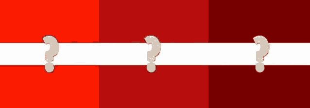 three different shades of red and white with question marks on them