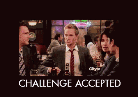 a man in a suit and tie is holding a bottle of beer in a bar with the words challenge accepted below him