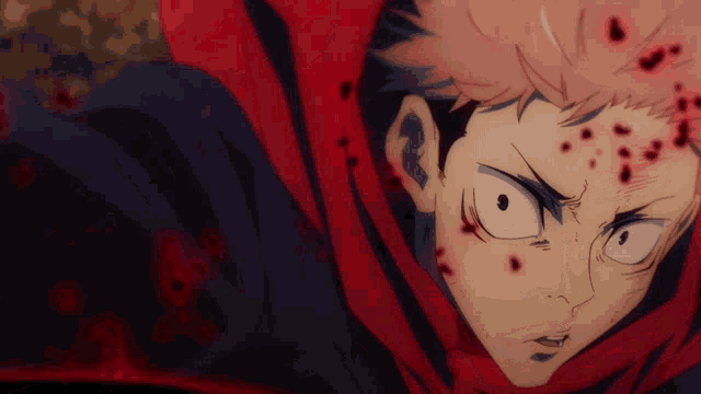 a close up of a person 's face with blood coming out of it