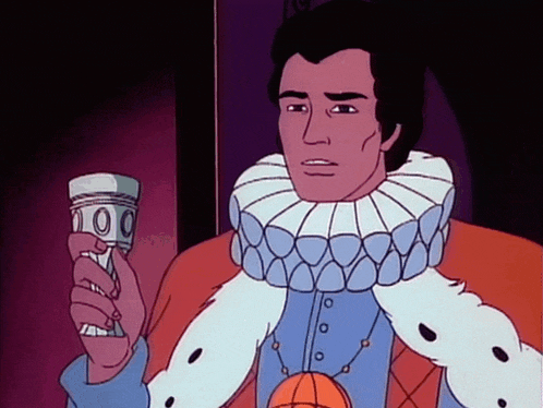 a cartoon of a man in a fur coat holding a bottle with the number 100 on it
