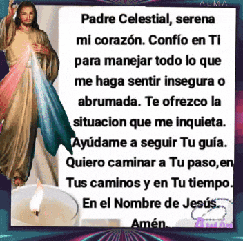 a picture of jesus with the words padre celestial serena mi corazón on it