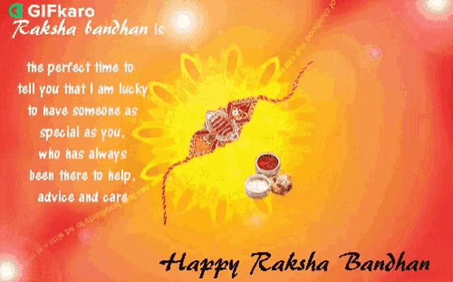 a happy raksha bandhan greeting card with a yellow background