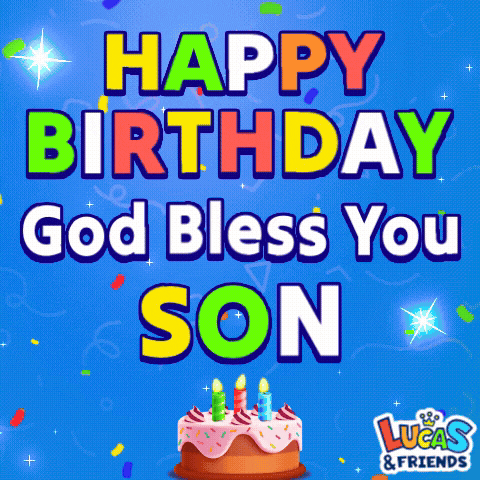 a birthday card for lucas and friends with a cake and candles