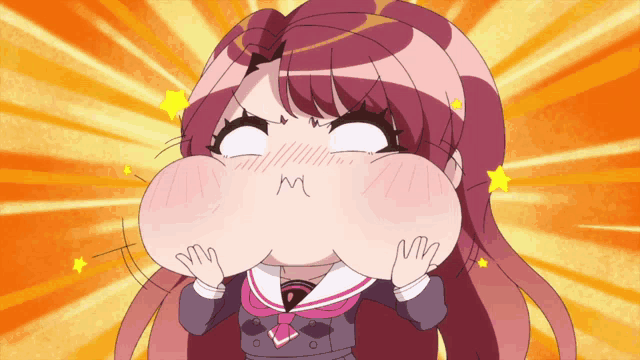 a girl with a surprised look on her face has the letter m on her face